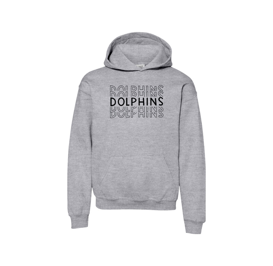 Centerville Elementary Spirit Wear On- Demand-Youth Unisex Hoodie On-Demand_Repeating Dolphin Black Logo