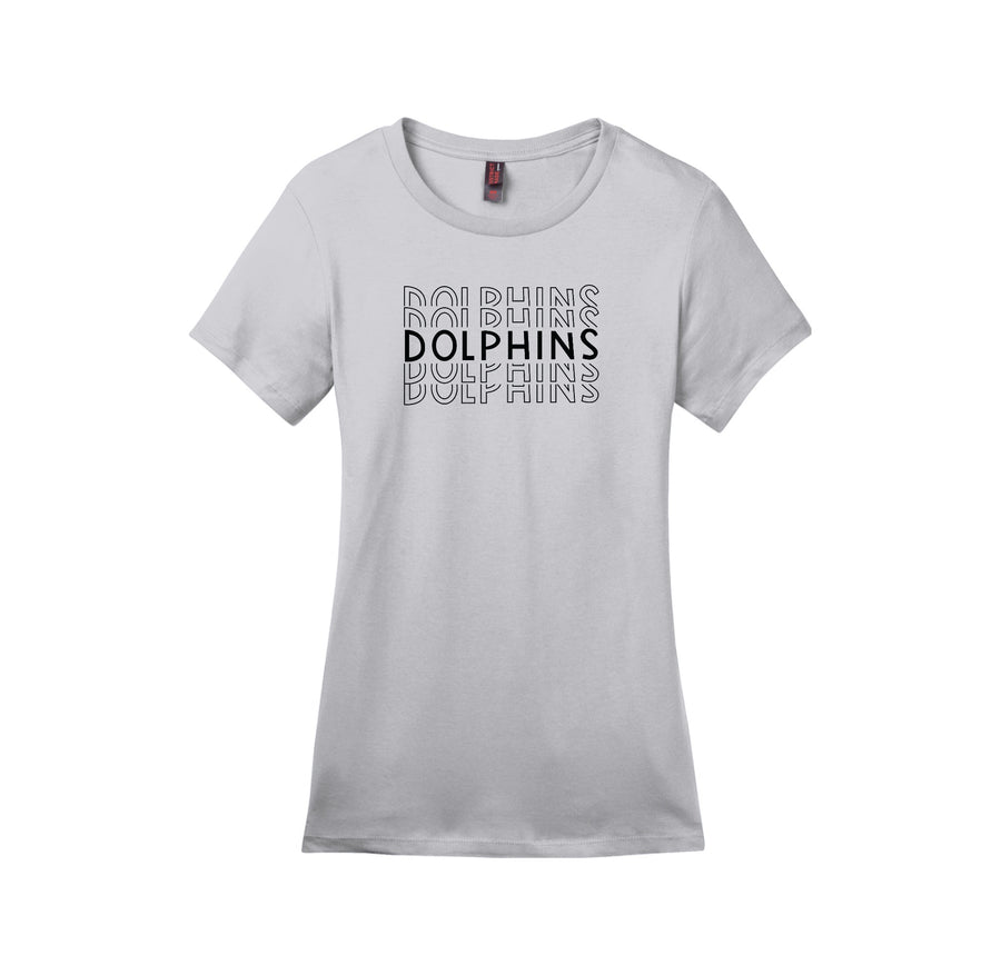 Centerville Elementary Spirit Wear On- Demand-Womens Premium Tee On-Demand_Repeating Dolphin Black Logo