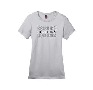 Centerville Elementary Spirit Wear On- Demand-Womens Premium Tee On-Demand_Repeating Dolphin Black Logo