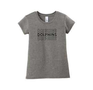 Centerville Elementary Spirit Wear On- Demand-Girls Youth Premium Tee On-Demand_Repeating Dolphin Black Logo