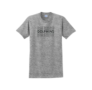 Centerville Elementary Spirit Wear On- Demand-Adult Unisex T-Shirt On-Demand_Repeating Dolphin Black Logo