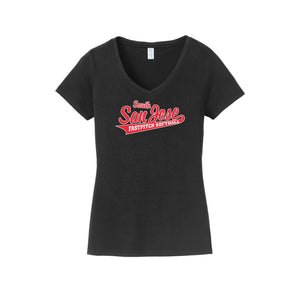 SSJSB-Womens Fan Favorite V-Neck Tee On-Demand RED Logo