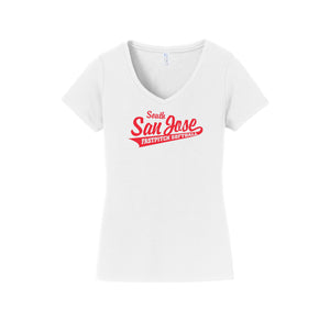 SSJSB-Womens Fan Favorite V-Neck Tee On-Demand RED Logo