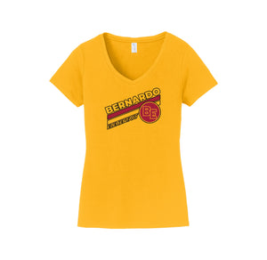 Bernardo Elementary-Womens Fan Favorite V-Neck Tee Stripe Logo