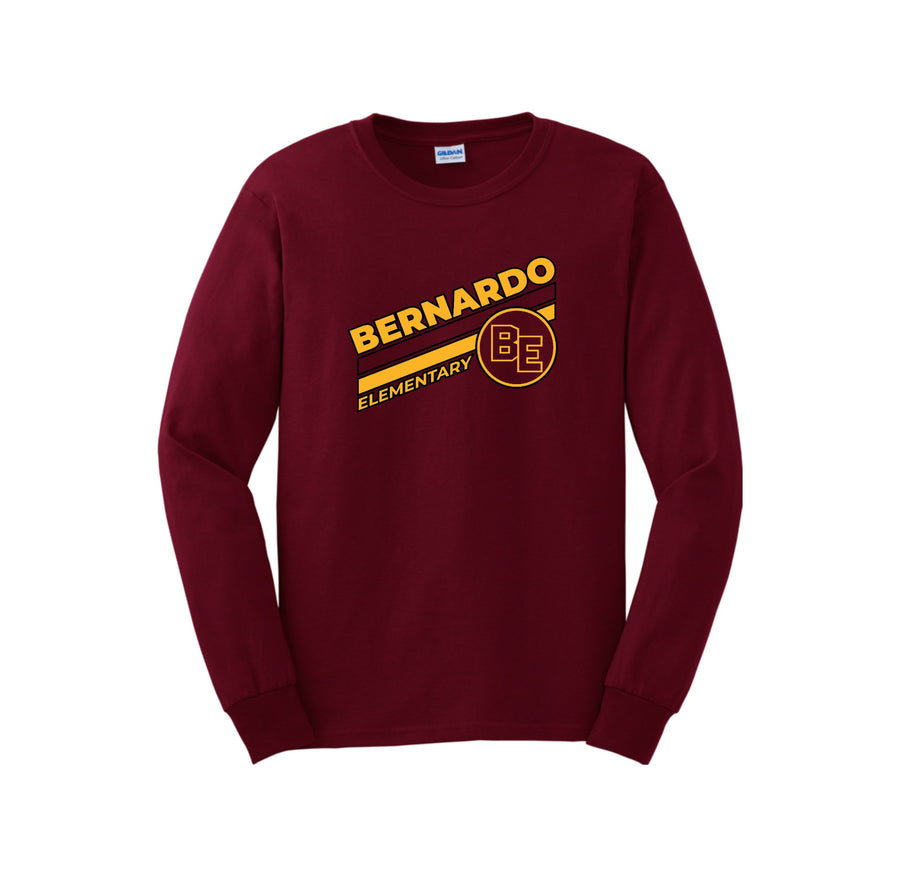 Bernardo Elementary-Adult Unisex Long Sleeve Tee Stripe Logo