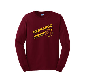 Bernardo Elementary-Adult Unisex Long Sleeve Tee Stripe Logo