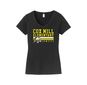 Cox Mill Elementary-Womens Fan Favorite V-Neck Tee On-Demand Stripe Logo