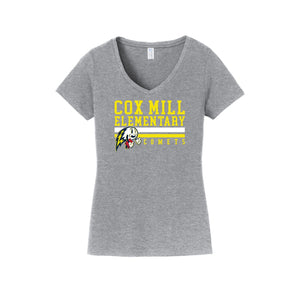 Cox Mill Elem-Womens Fan Favorite V-Neck Tee On-Demand Stripe Logo