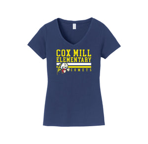 Cox Mill Elem-Womens Fan Favorite V-Neck Tee On-Demand Stripe Logo