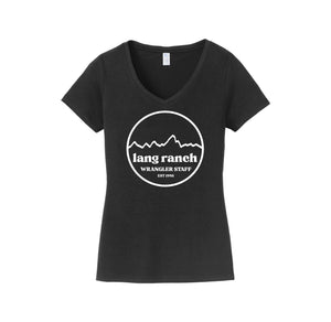 Lang Ranch STAFF Spirit Wear 2024-25 ON DEMAND-Womens Fan Favorite V-Neck Tee Round Est 1988 Staff Logo