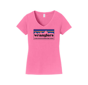 Lang Ranch STAFF Spirit Wear 2024-25 ON DEMAND-Womens Fan Favorite V-Neck Tee Rectangle Staff Logo