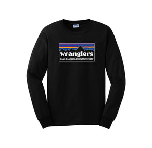 Lang Ranch STAFF Spirit Wear 2024-25 ON DEMAND-Adult Unisex Long Sleeve Tee Rectangle Staff Logo