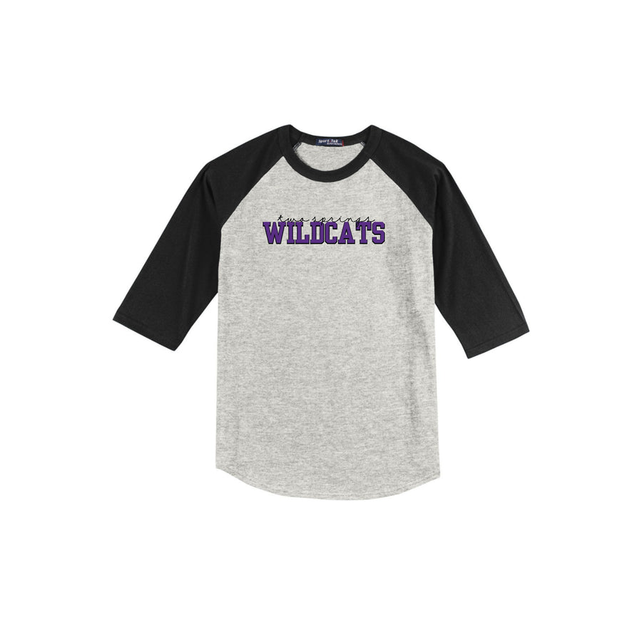 Two Springs-Youth Unisex Baseball Tee On-Demand Purple Wildcats