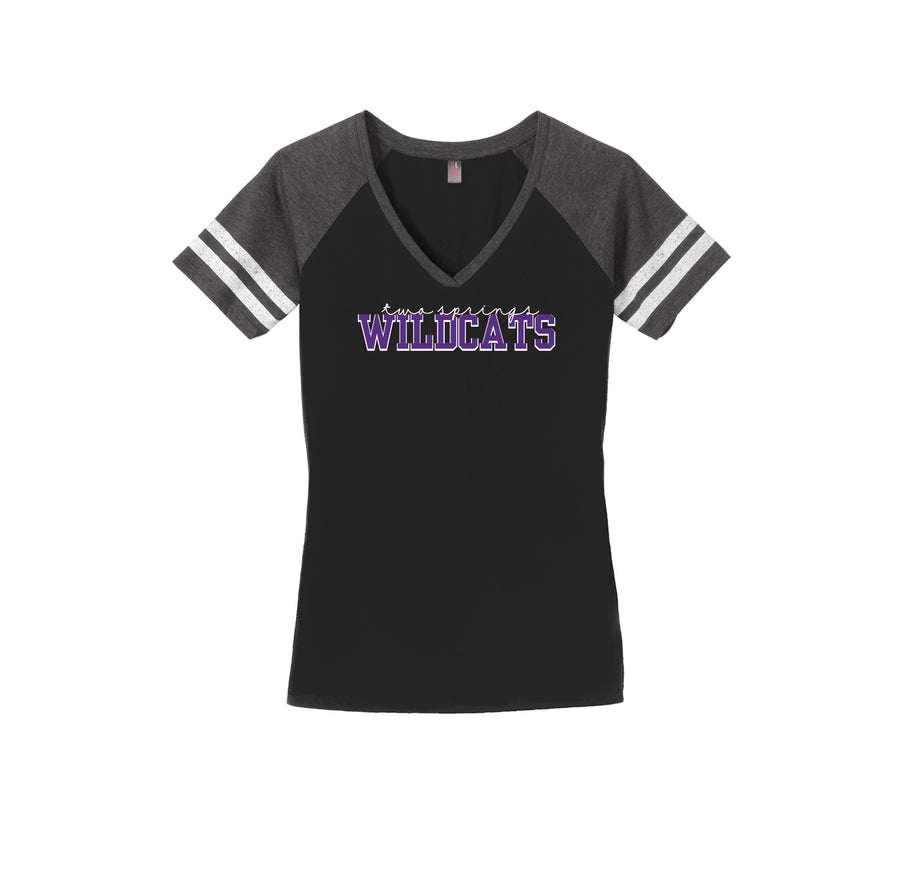 Two Springs-Womens Premium Game V-Neck Tee On-Demand Purple Wildcats