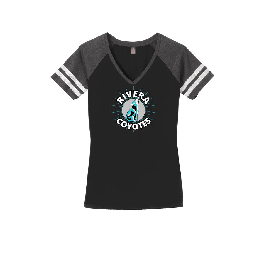 Rivera Elementary Spirit Wear 2023/24 On-Demand-Womens Premium Game V-Neck Tee On-Demand_Mascot Logo