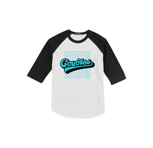 Rivera Elementary Spirit Wear 2023/24 On-Demand-Youth Unisex Baseball Tee On-Demand_Mascot Logo_Typographic Logo