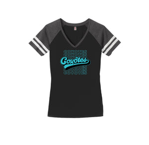 Rivera Elementary Spirit Wear 2023/24 On-Demand-Womens Premium Game V-Neck Tee On-Demand_Mascot Logo_Typographic Logo