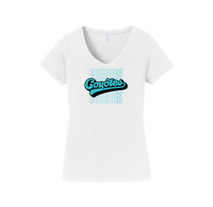 Rivera Elementary Spirit Wear 2023/24 On-Demand-Womens Fan Favorite V-Neck Tee On-Demand_Mascot Logo_Typographic Logo