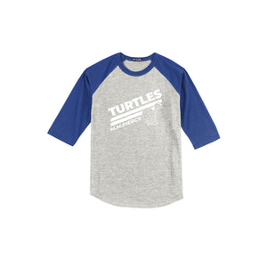 Pierce Elementary - 23/24 Spirit Wear On-Demand-Youth Unisex Baseball Tee On-Demand_Stripes Logo