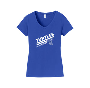 Pierce Elementary - 23/24 Spirit Wear On-Demand-Womens Fan Favorite V-Neck Tee On-Demand_Stripes Logo