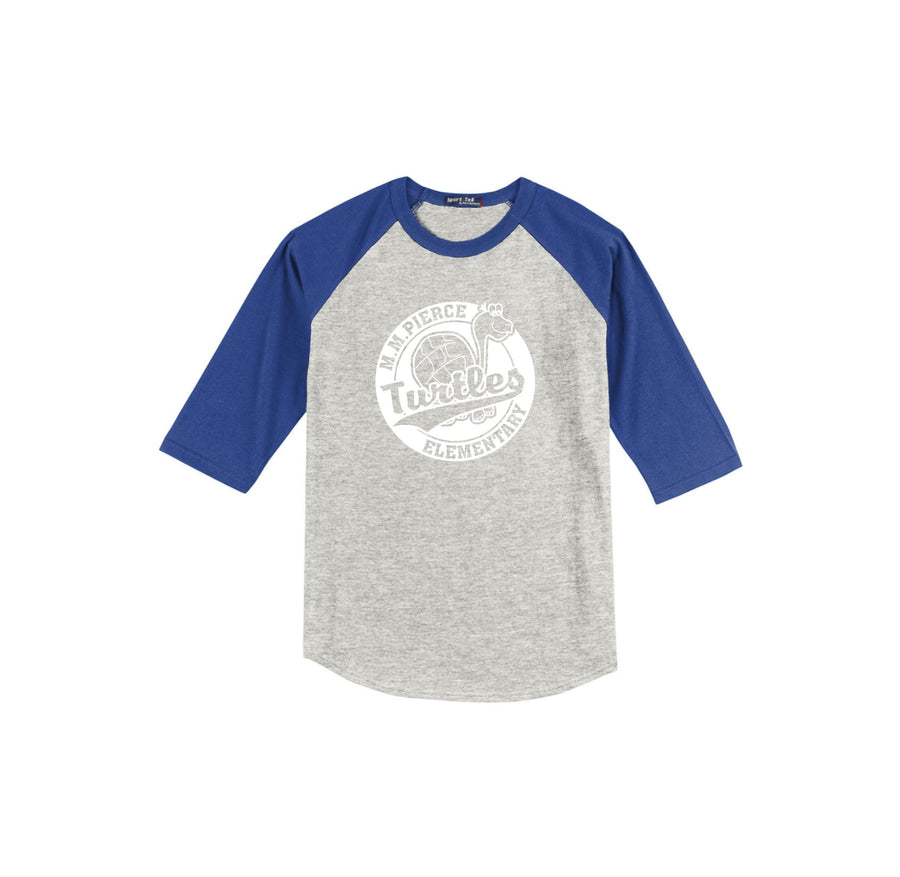 Pierce Elementary - 23/24 Spirit Wear On-Demand-Youth Unisex Baseball Tee On-Demand_Circle Logo