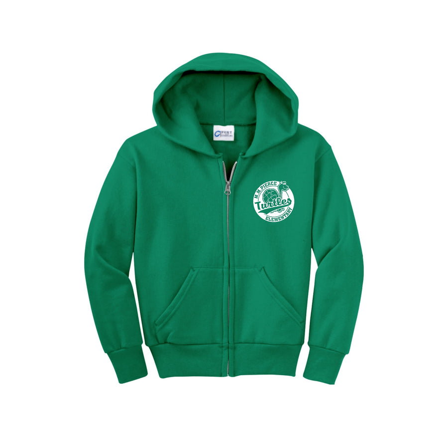 Pierce Elementary - 23/24 Spirit Wear On-Demand-Youth Unisex Full-Zip Hooded Sweatshirt On-Demand_Circle Logo