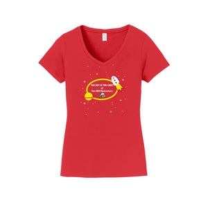 Cox Mill Elementary-Womens Fan Favorite V-Neck Tee On-Demand Space Logo