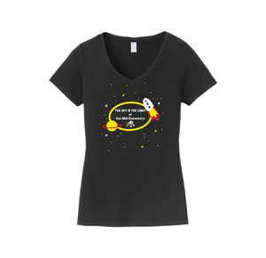 Cox Mill Elementary-Womens Fan Favorite V-Neck Tee On-Demand Space Logo