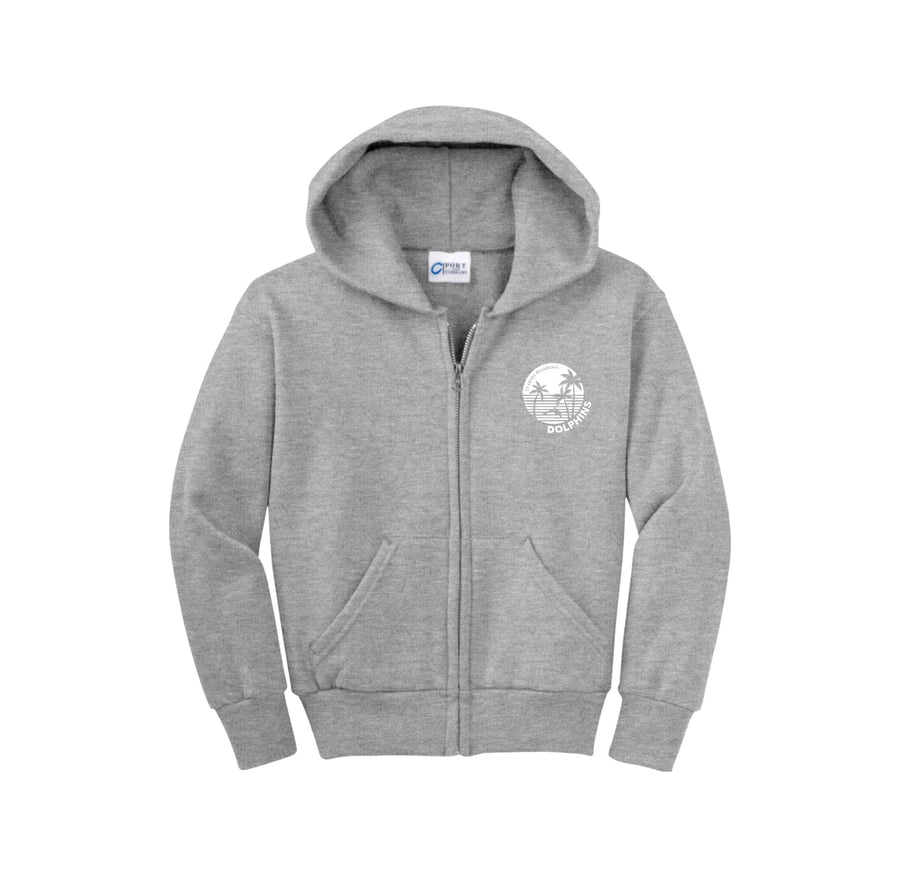 La Costa Meadows-Youth Unisex Full-Zip Hooded Sweatshirt On-Demand Left Chest White