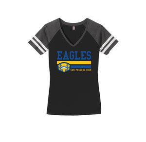 San Pasqual High School-Womens Premium Game V-Neck Tee On-Demand Eagles Logo