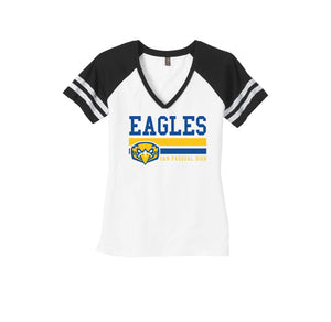 San Pasqual High School-Womens Premium Game V-Neck Tee On-Demand Eagles Logo