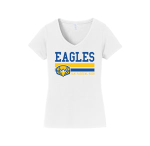 San Pasqual High School-Womens Fan Favorite V-Neck Tee On-Demand Eagles Logo