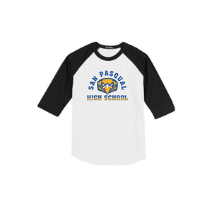 San Pasqual High School-Adult Unisex Baseball Tee On-Demand Curve Logo