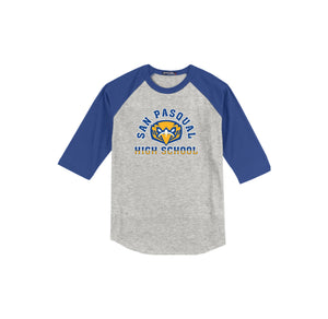 San Pasqual High School-Adult Unisex Baseball Tee On-Demand Curve Logo