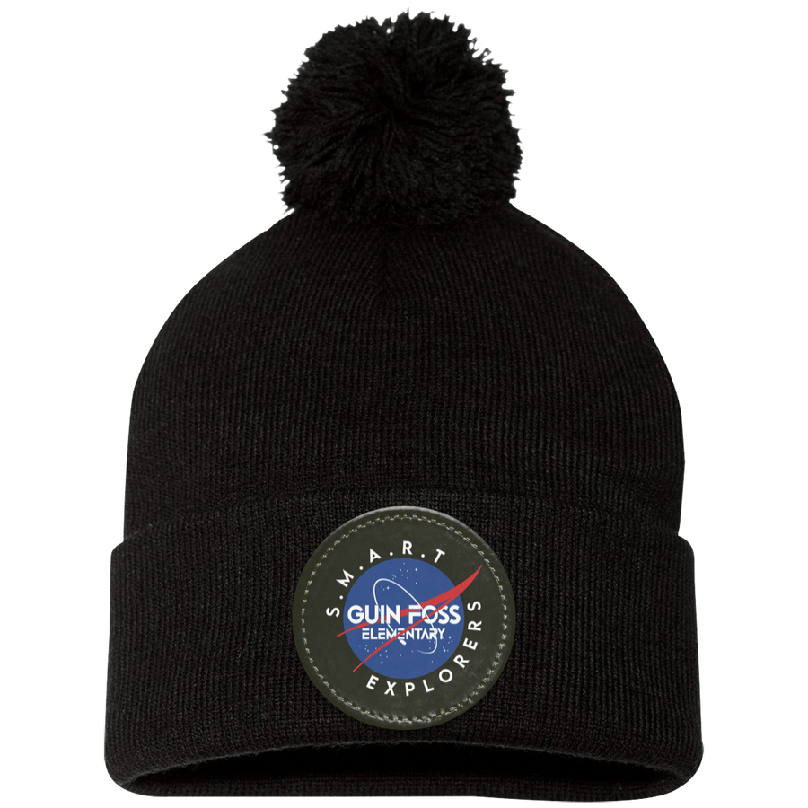 Guin Foss-SP15 Pom Pom Knit Cap - Circle Patch