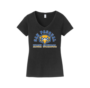 San Pasqual High School-Womens Fan Favorite V-Neck Tee On-Demand Curve Logo