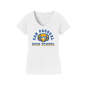 San Pasqual High School-Womens Fan Favorite V-Neck Tee On-Demand Curve Logo