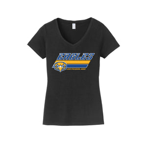 San Pasqual High School-Womens Fan Favorite V-Neck Tee On-Demand Stripes Logo