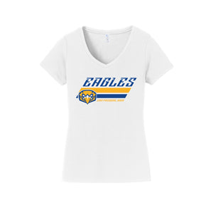 San Pasqual High School-Womens Fan Favorite V-Neck Tee On-Demand Stripes Logo