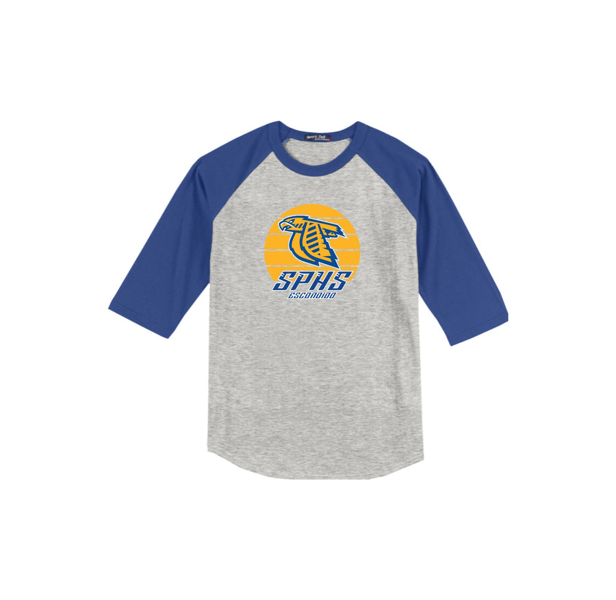 San Pasqual High School-Adult Unisex Baseball Tee On-Demand Circle Logo