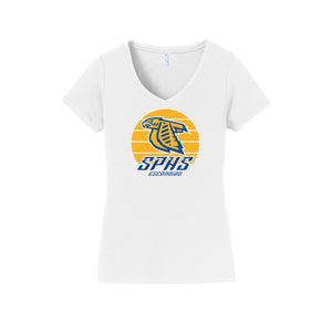 San Pasqual High School-Womens Fan Favorite V-Neck Tee On-Demand Circle Logo