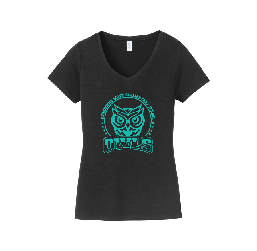 Mott Elementary Spirit Wear 2024 On-Demand-Womens Fan Favorite V-Neck Tee On-Demand Teal Owl