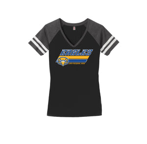 San Pasqual High School-Womens Premium Game V-Neck Tee On-Demand Stripes Logo