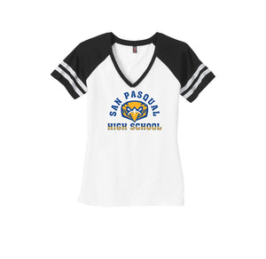 San Pasqual High School-Womens Premium Game V-Neck Tee On-Demand Curve Logo