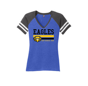 San Pasqual High School-Womens Premium Game V-Neck Tee On-Demand Eagles Logo