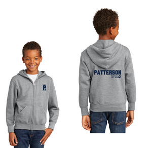 Patterson Elementary Spirit Wear 2024-25 On Demand Store-Youth Unisex Full-Zip Hooded Sweatshirt Front & Back