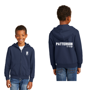 Patterson Elementary Spirit Wear 2024-25 On Demand Store-Youth Unisex Full-Zip Hooded Sweatshirt Front & Back