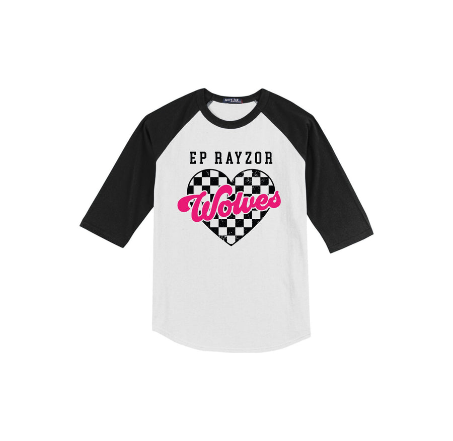 EP Rayzor-Youth Unisex Baseball Tee On-Demand  Pink Heart