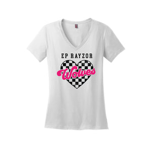 EP Rayzor-District Womens Perfect Weight V-Neck Tee On-Demand Pink Heart