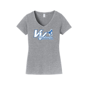 Valley View Elementary Spirit Wear 2024/25 On - Demand Store-Womens Fan Favorite V-Neck Tee Mustang